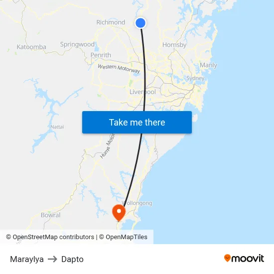 Maraylya to Dapto map