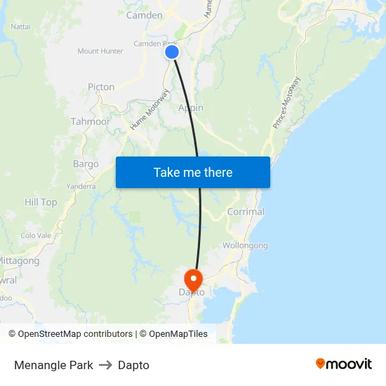 Menangle Park to Dapto map