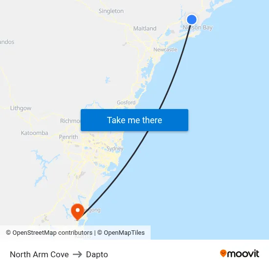 North Arm Cove to Dapto map