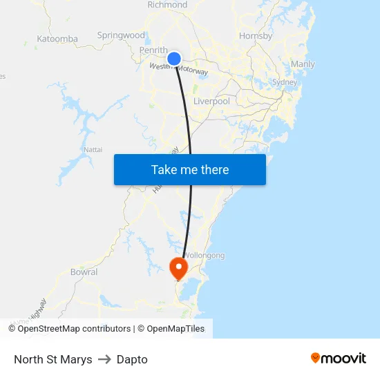 North St Marys to Dapto map