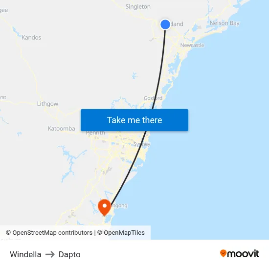 Windella to Dapto map