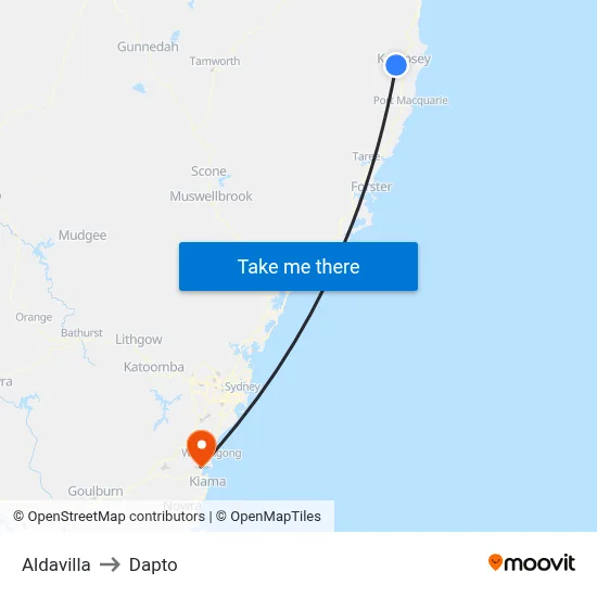 Aldavilla to Dapto map