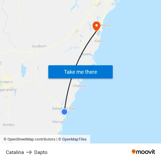 Catalina to Dapto map