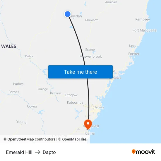 Emerald Hill to Dapto map