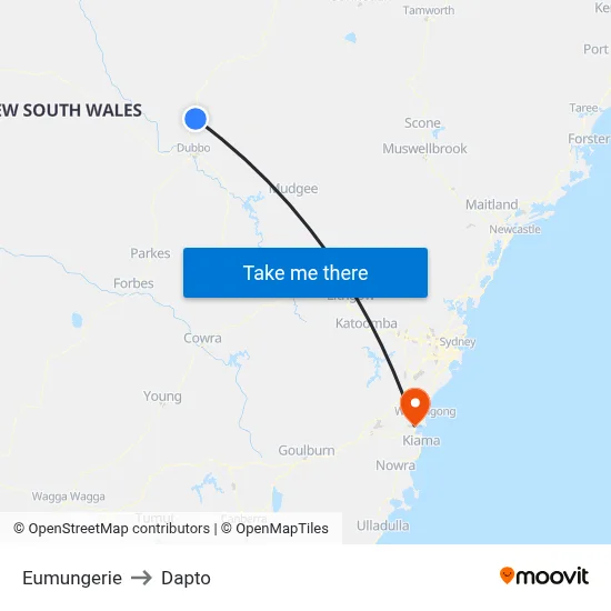 Eumungerie to Dapto map