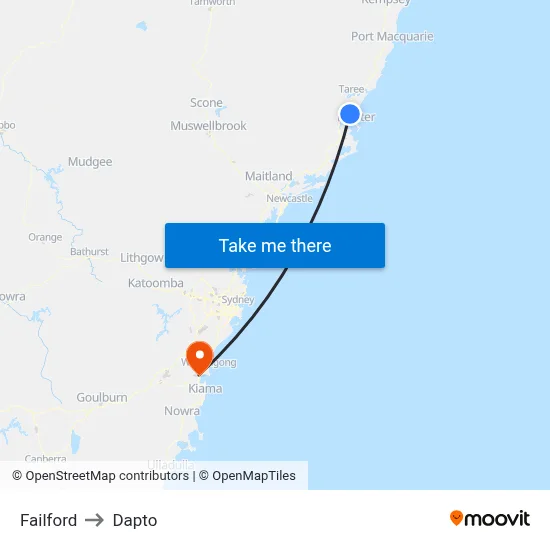 Failford to Dapto map
