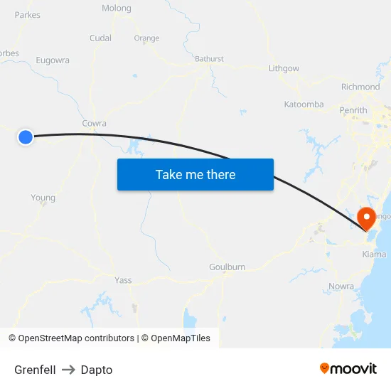 Grenfell to Dapto map