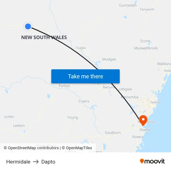 Hermidale to Dapto map