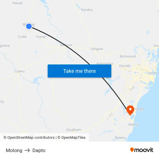 Molong to Dapto map