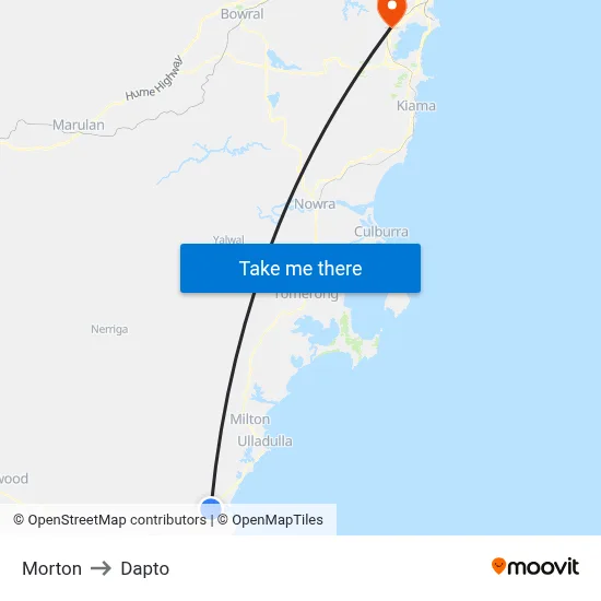 Morton to Dapto map
