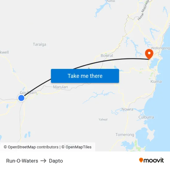 Run-O-Waters to Dapto map