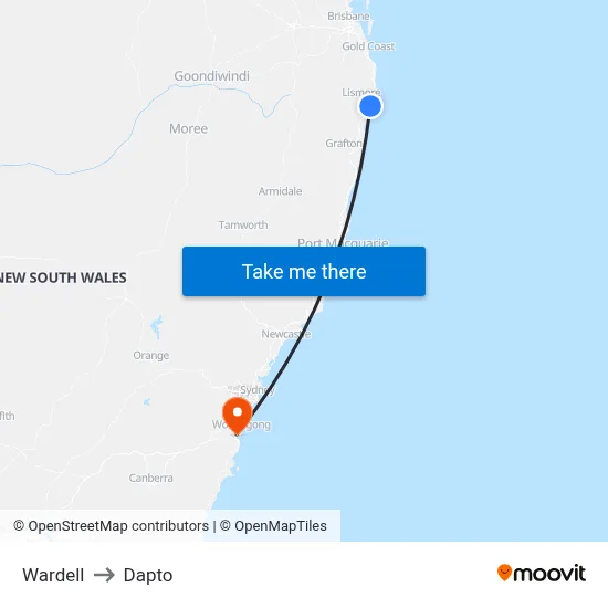 Wardell to Dapto map