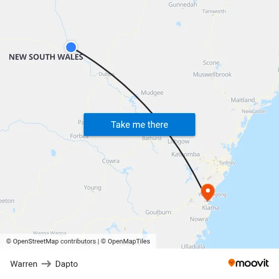 Warren to Dapto map