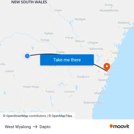 West Wyalong to Dapto map