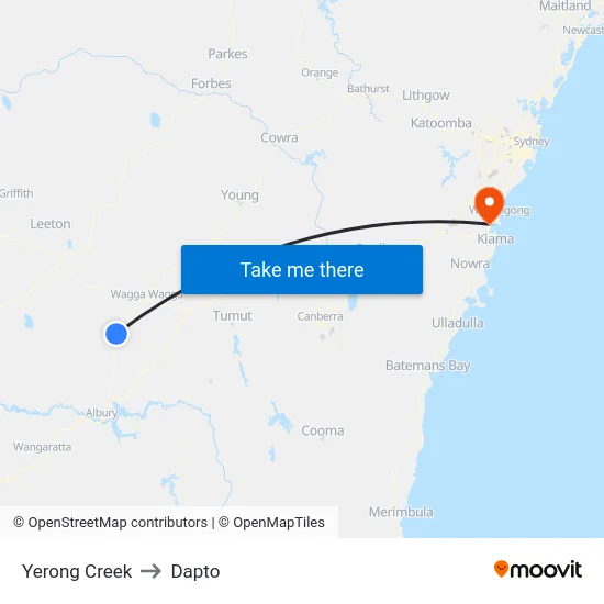 Yerong Creek to Dapto map