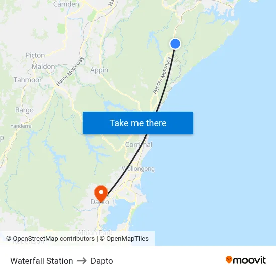Waterfall Station to Dapto map