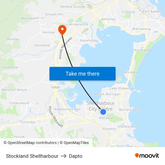 Stockland Shellharbour to Dapto map