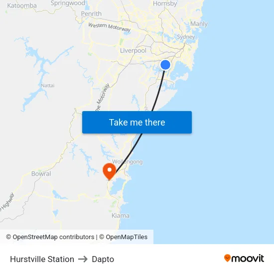 Hurstville Station to Dapto map