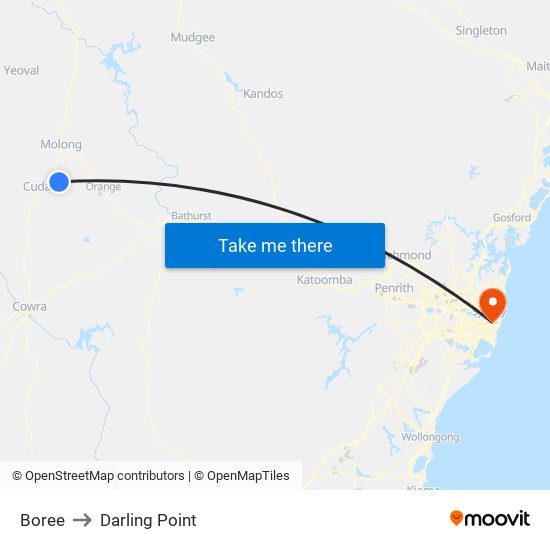 Boree to Darling Point map