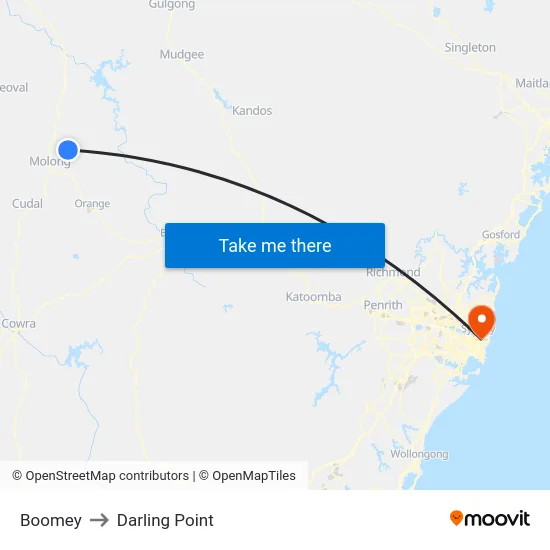 Boomey to Darling Point map