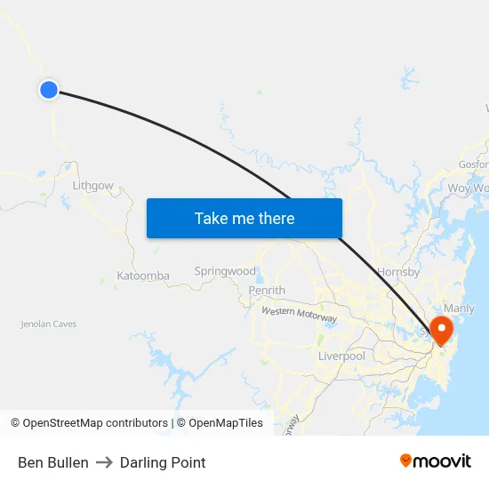Ben Bullen to Darling Point map