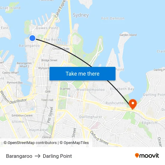 Barangaroo to Darling Point map
