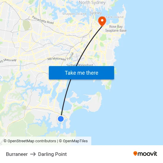 Burraneer to Darling Point map
