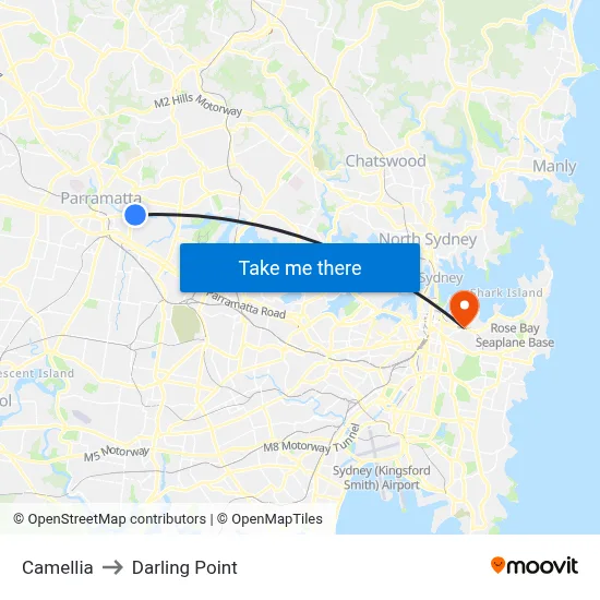 Camellia to Darling Point map