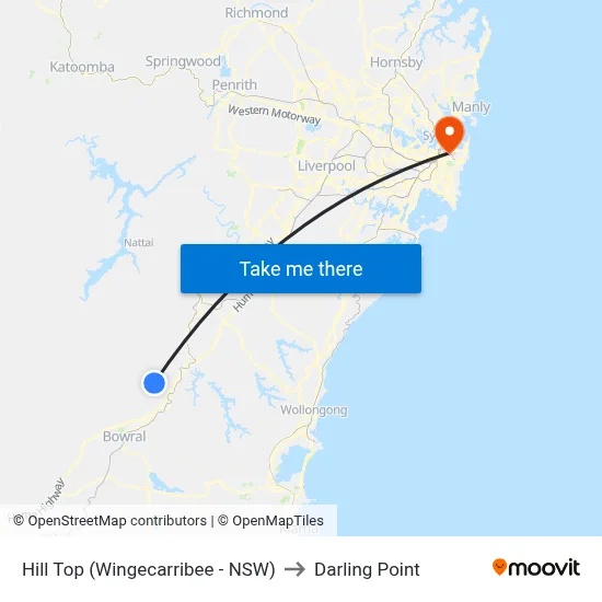 Hill Top (Wingecarribee - NSW) to Darling Point map