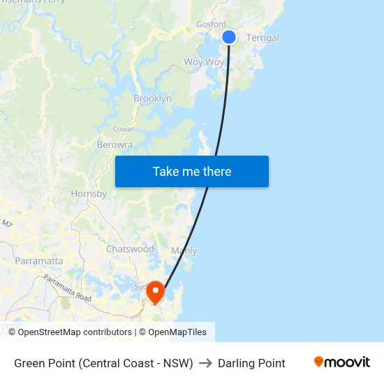 Green Point (Central Coast - NSW) to Darling Point map