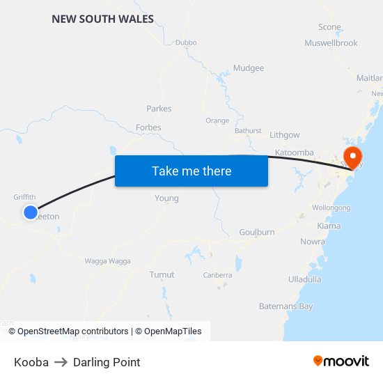 Kooba to Darling Point map