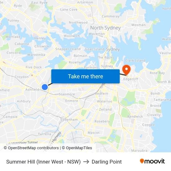 Summer Hill (Inner West - NSW) to Darling Point map