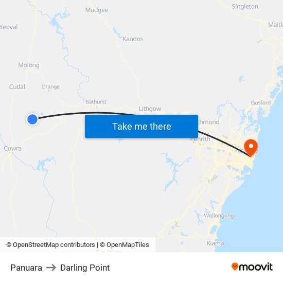 Panuara to Darling Point map