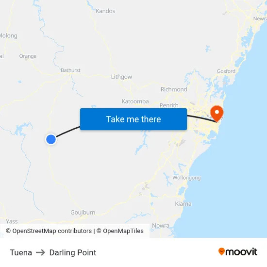 Tuena to Darling Point map