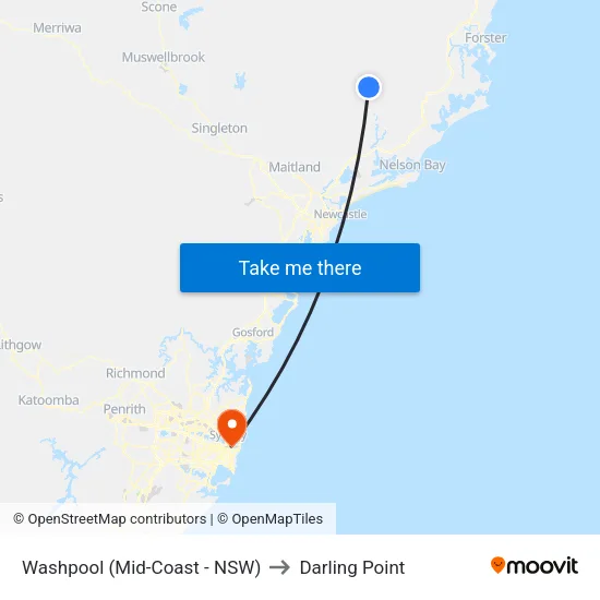 Washpool (Mid-Coast - NSW) to Darling Point map