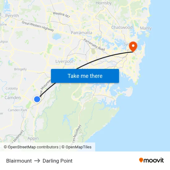 Blairmount to Darling Point map