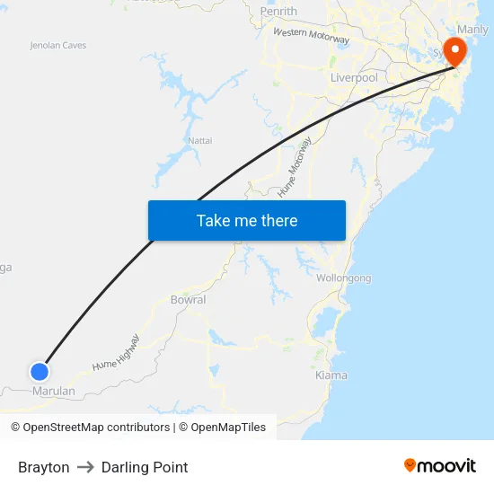 Brayton to Darling Point map