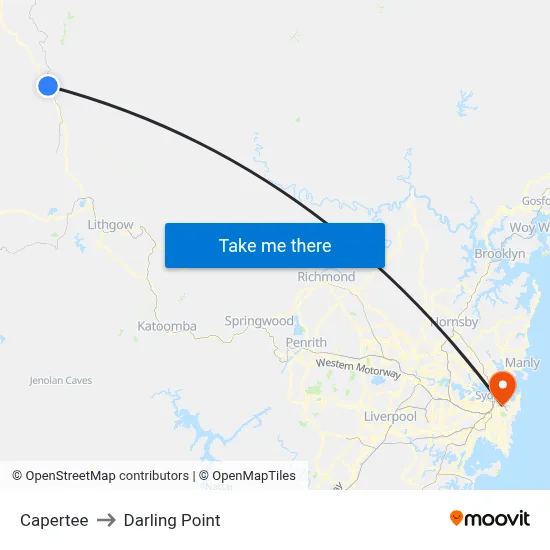 Capertee to Darling Point map