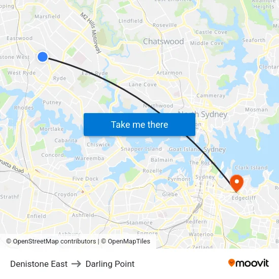 Denistone East to Darling Point map
