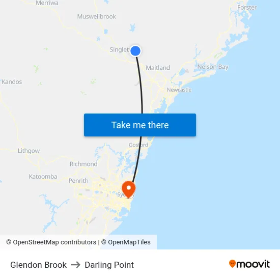 Glendon Brook to Darling Point map