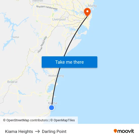 Kiama Heights to Darling Point map