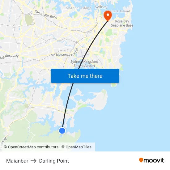 Maianbar to Darling Point map