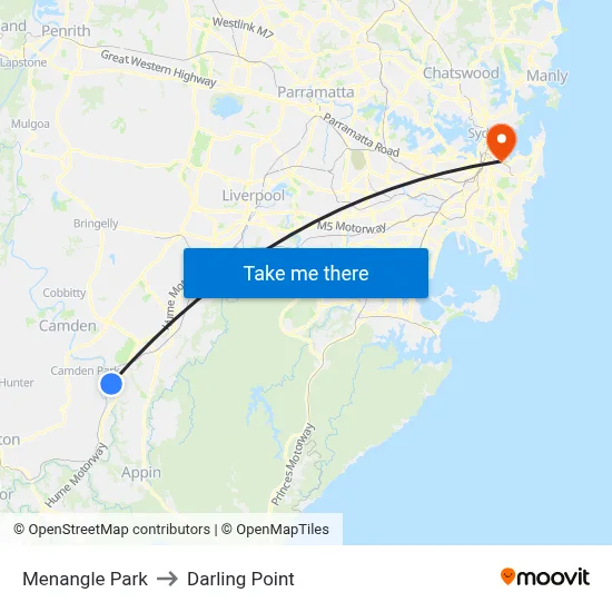 Menangle Park to Darling Point map