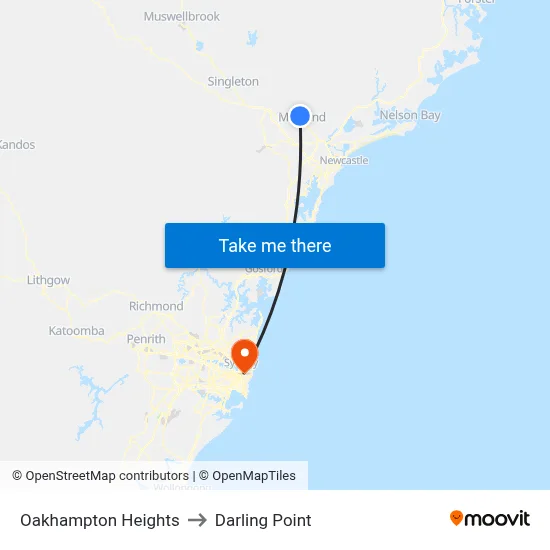 Oakhampton Heights to Darling Point map
