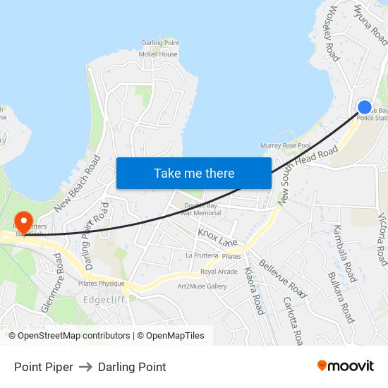 Point Piper to Darling Point map