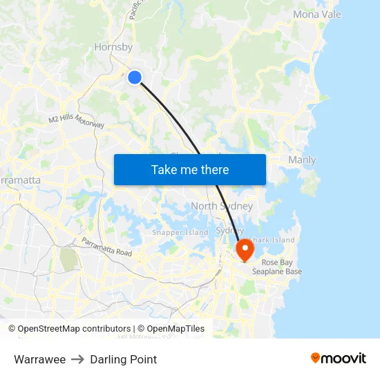 Warrawee to Darling Point map