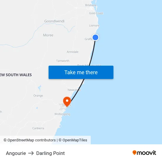 Angourie to Darling Point map