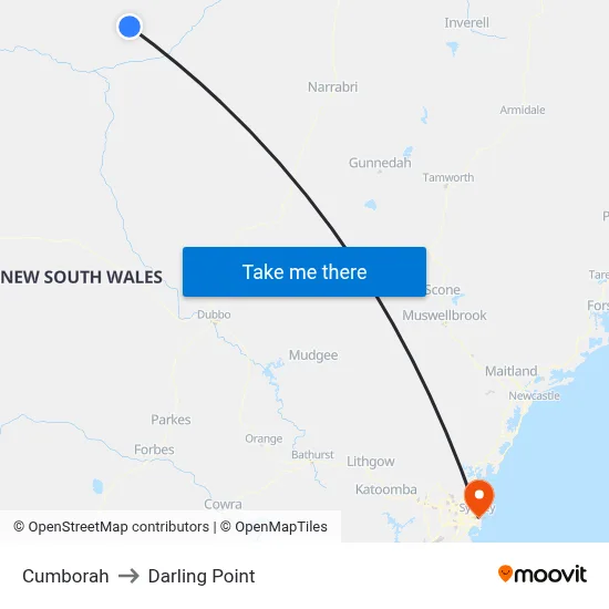 Cumborah to Darling Point map