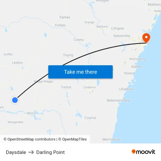 Daysdale to Darling Point map