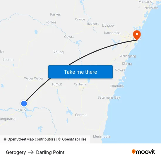 Gerogery to Darling Point map